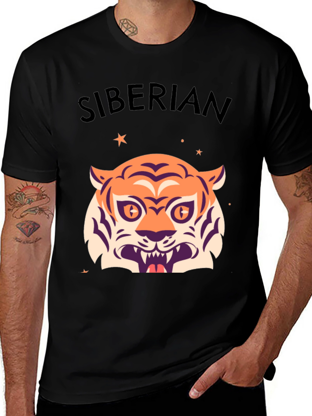 Siberian Tiger Graphic Tee - Stylish Black T-Shirt