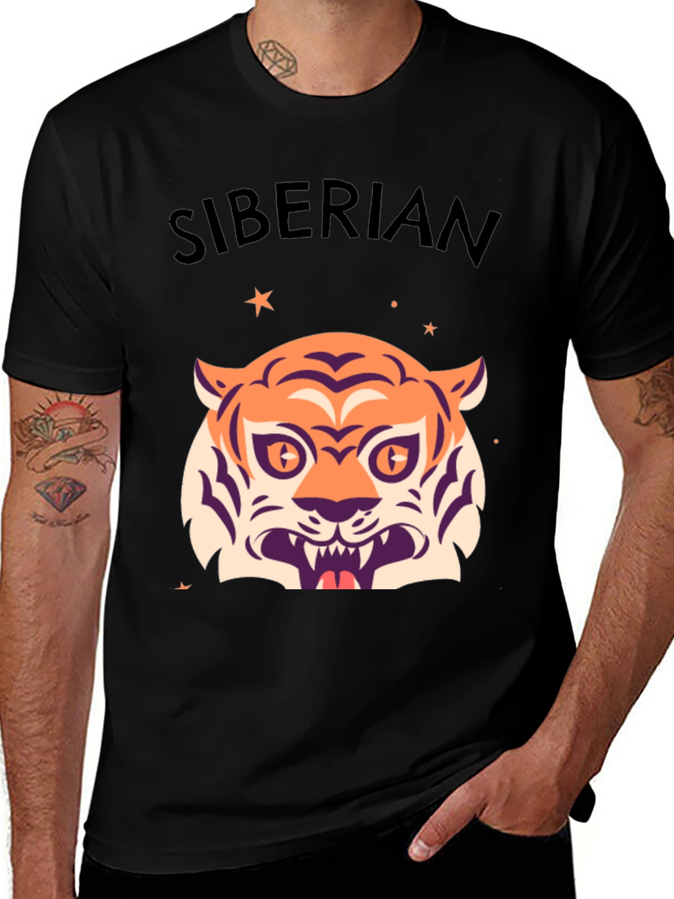 Siberian Tiger Graphic Tee - Stylish Black T-Shirt
