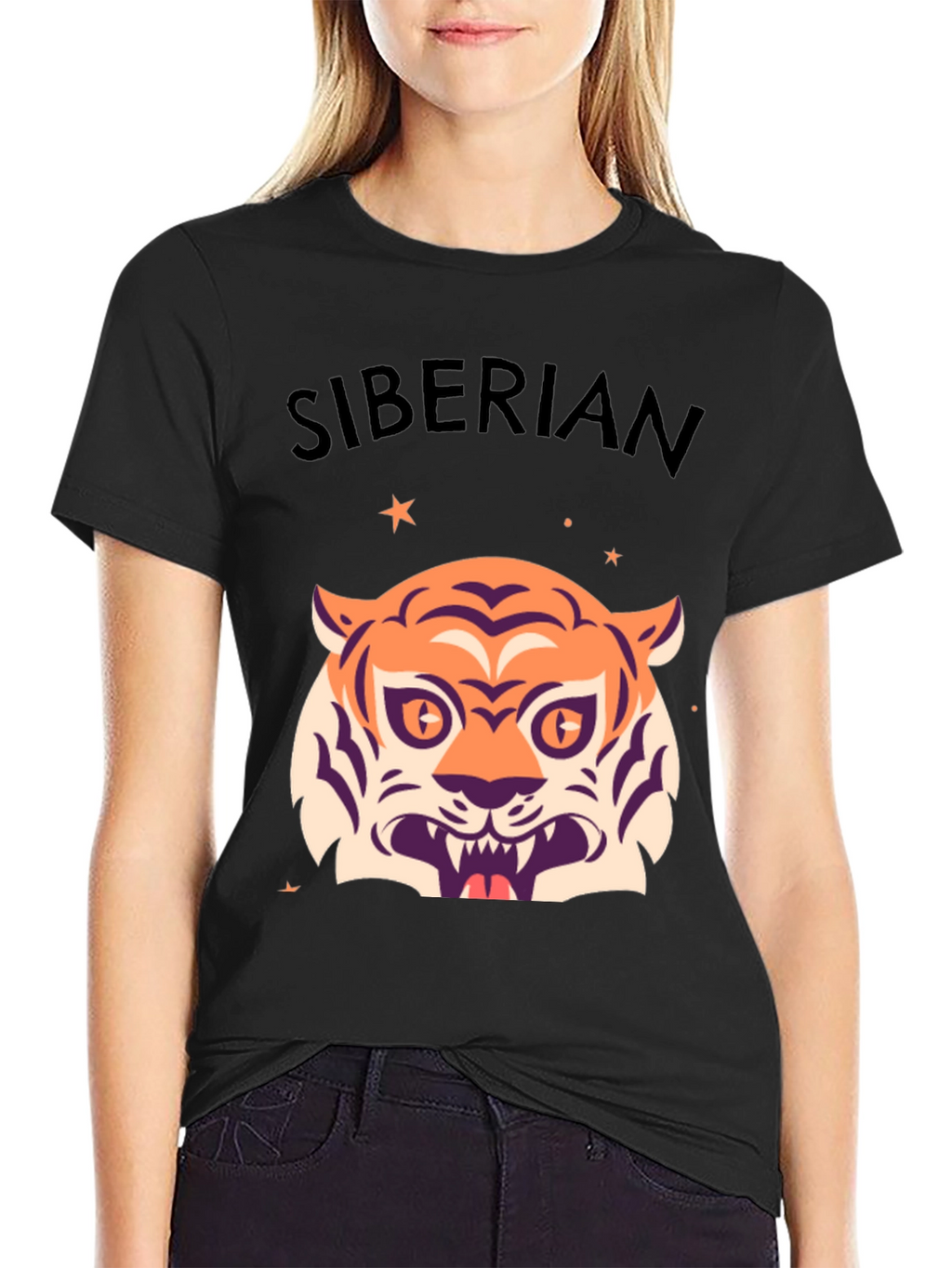 Siberian Tiger Graphic Tee - Stylish Black T-Shirt