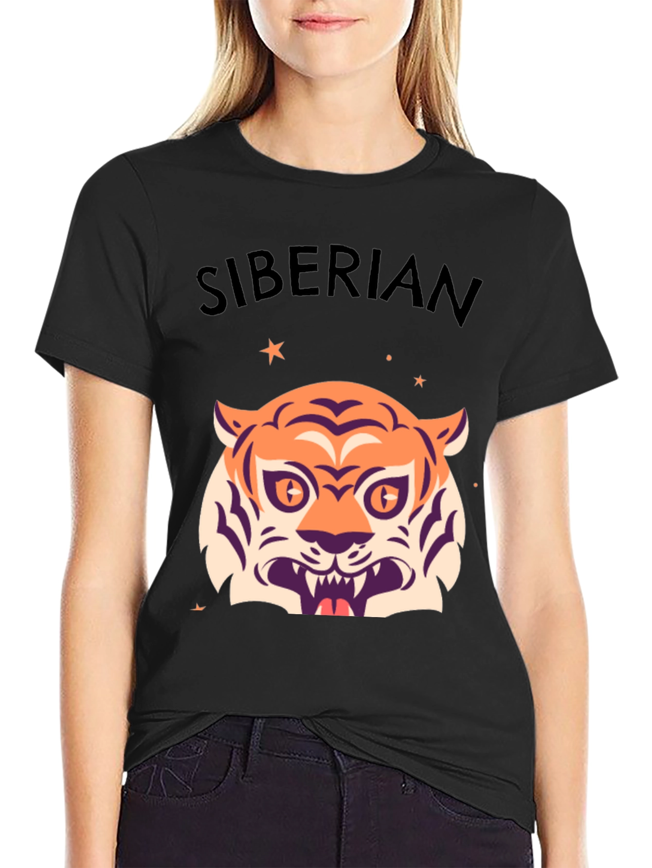 Siberian Tiger Graphic Tee - Stylish Black T-Shirt