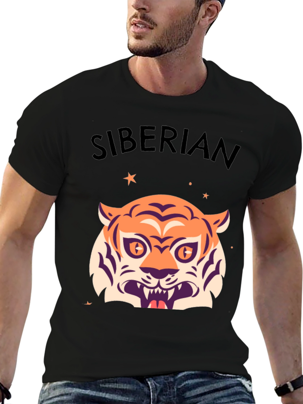 Siberian Tiger Graphic Tee - Stylish Black T-Shirt