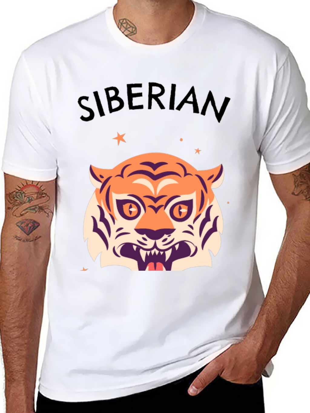 Siberian Tiger Graphic Tee - Stylish Black T-Shirt