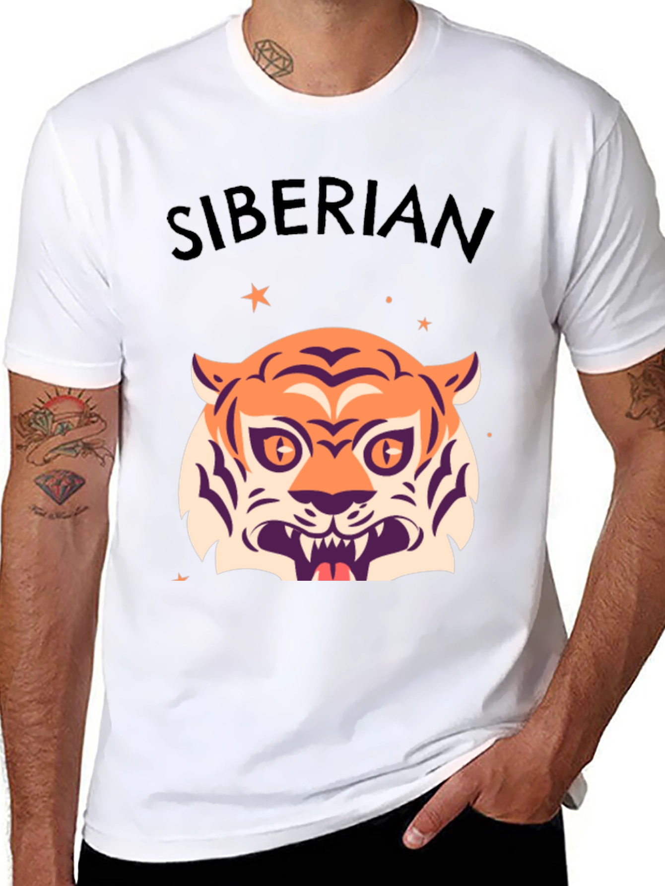 Siberian Tiger Graphic Tee - Stylish Black T-Shirt