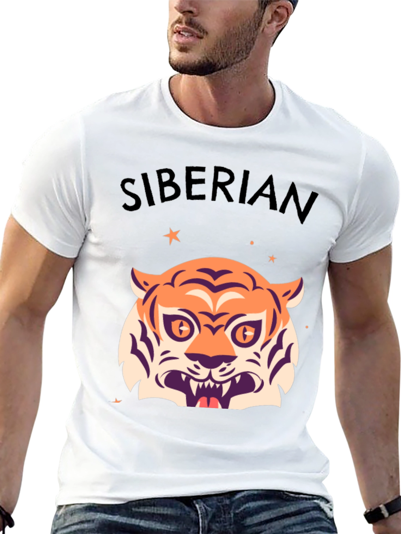 Siberian Tiger Graphic Tee - Stylish Black T-Shirt