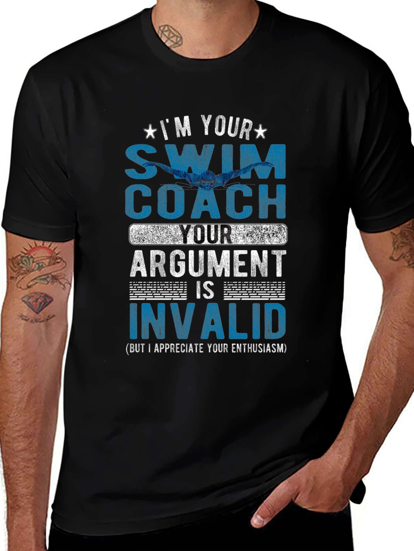 Swim Coach T-Shirt - Argument is Invalid - Funny Gift