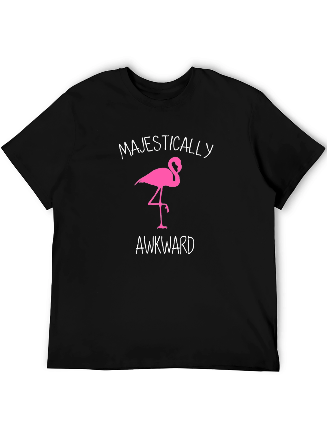 Majestically Awkward Flamingo Graphic Tee - Black