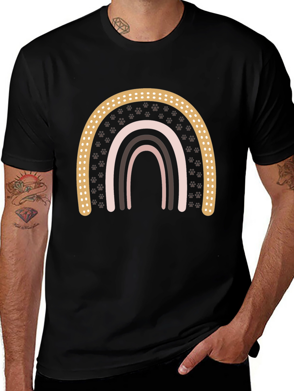 Boho Paw Print Rainbow Graphic Tee