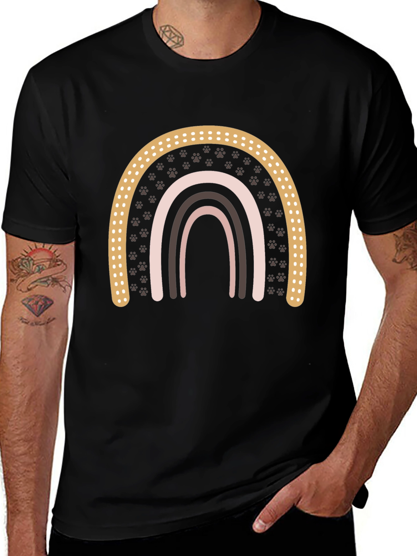 Boho Paw Print Rainbow Graphic Tee