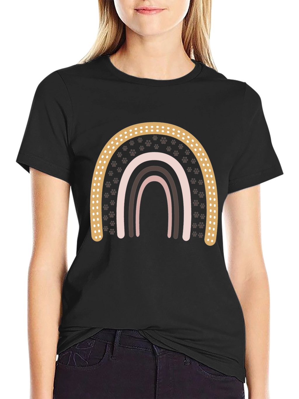 Boho Paw Print Rainbow Graphic Tee