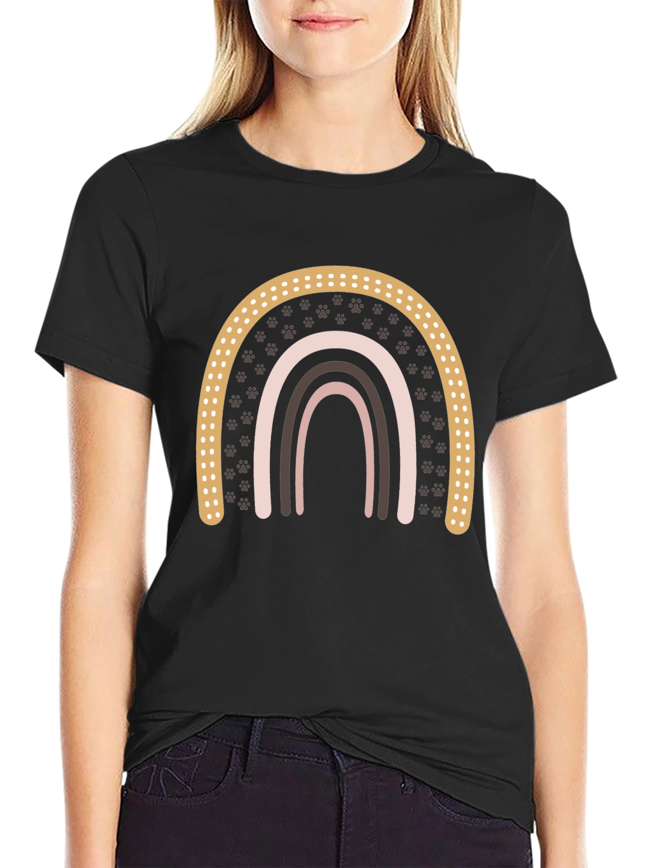 Boho Paw Print Rainbow Graphic Tee