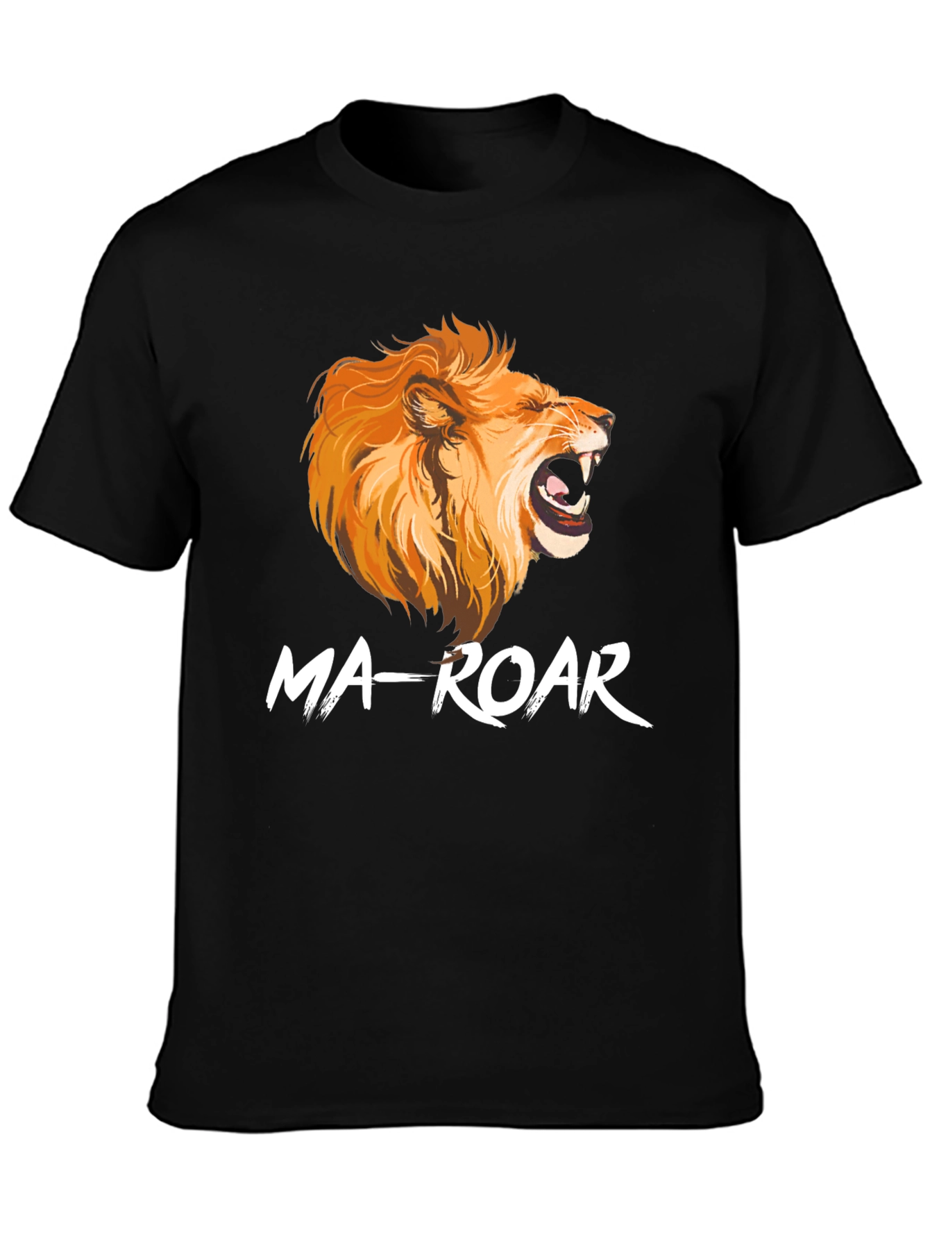 Ma-Roar Lion Graphic Print Black T-Shirt