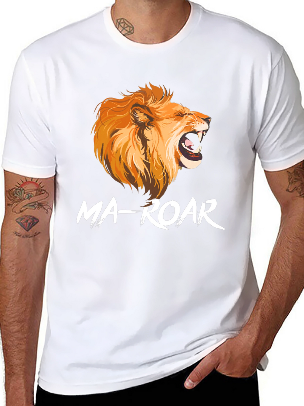 Ma-Roar Lion Graphic Print Black T-Shirt