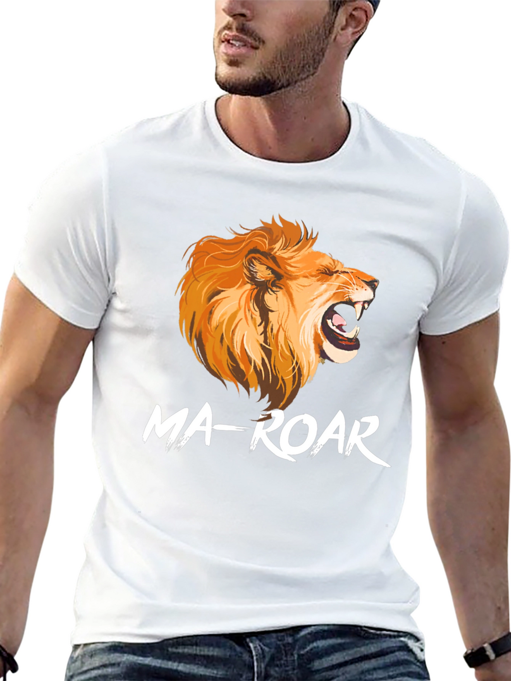 Ma-Roar Lion Graphic Print Black T-Shirt