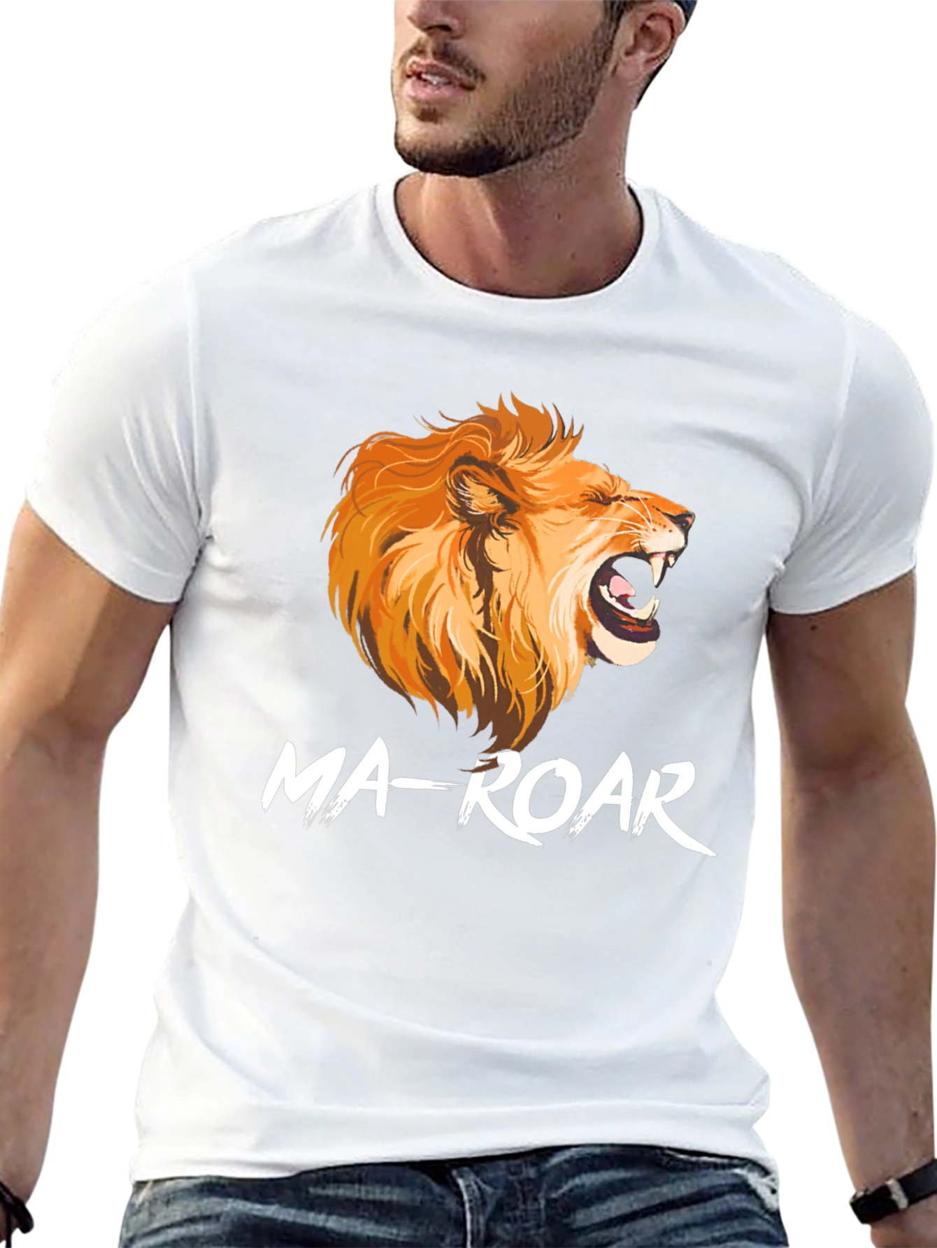 Ma-Roar Lion Graphic Print Black T-Shirt