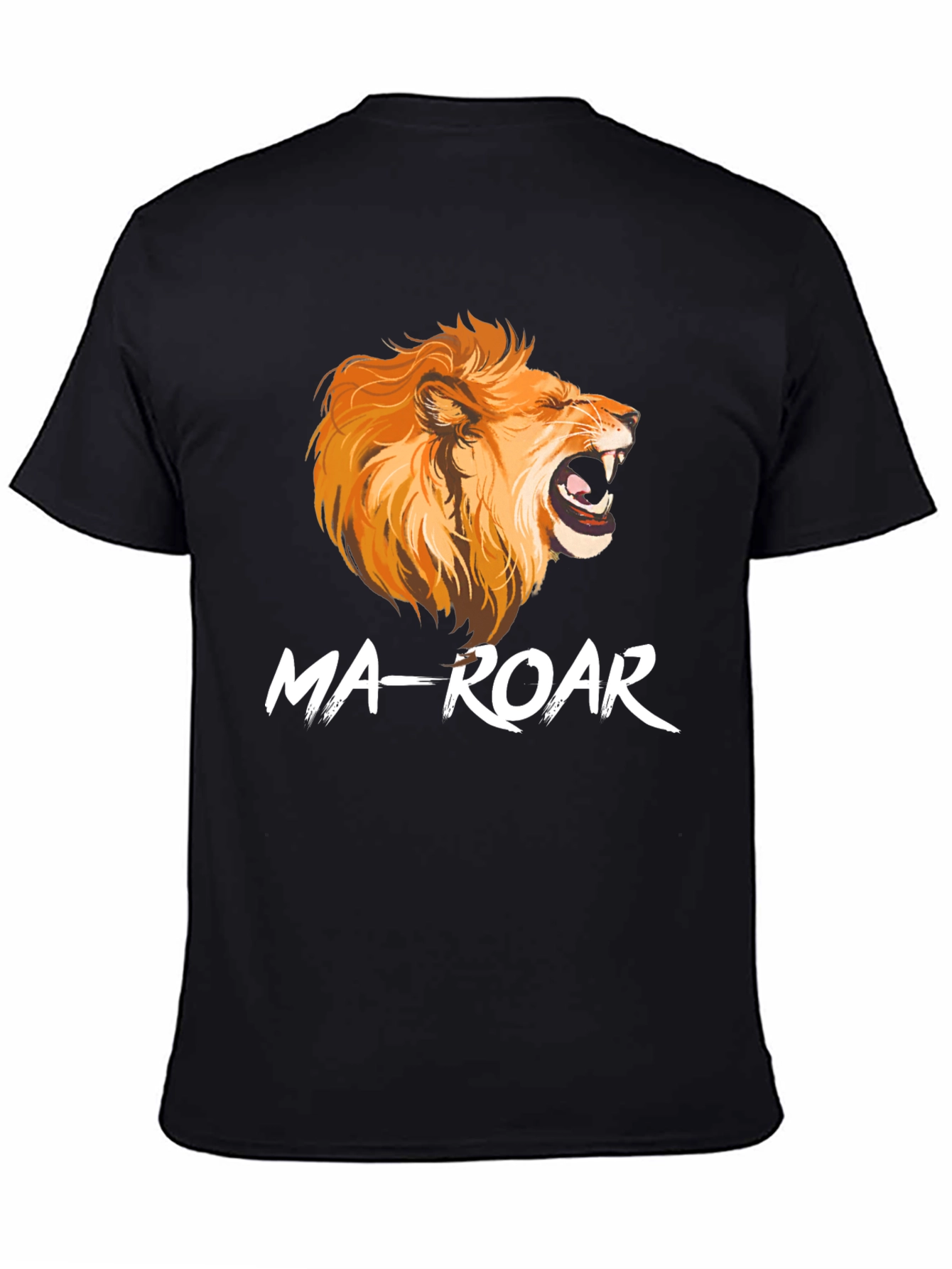 Ma-Roar Lion Graphic Print Black T-Shirt