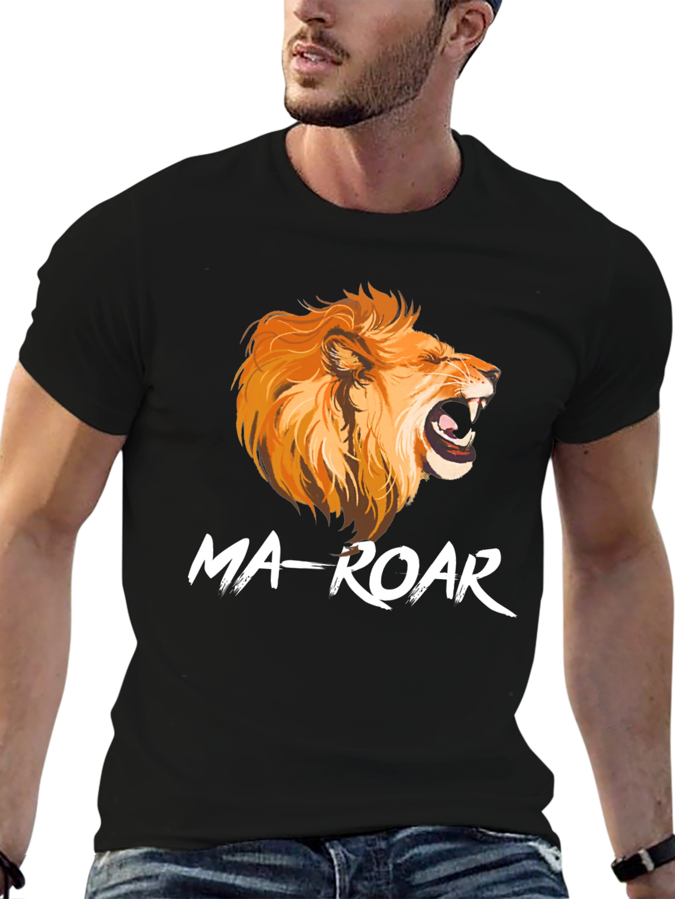 Ma-Roar Lion Graphic Print Black T-Shirt