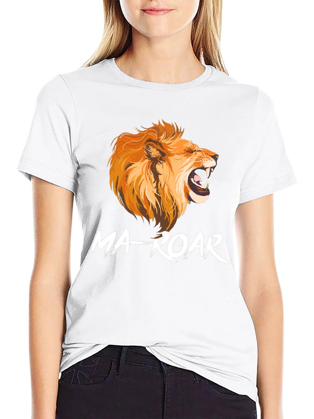 Ma-Roar Lion Graphic Print Black T-Shirt