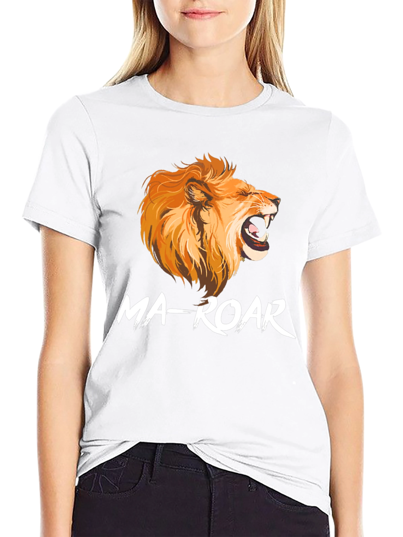Ma-Roar Lion Graphic Print Black T-Shirt