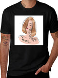 Woman & Vines Graphic Tee - Stylish Black T-Shirt