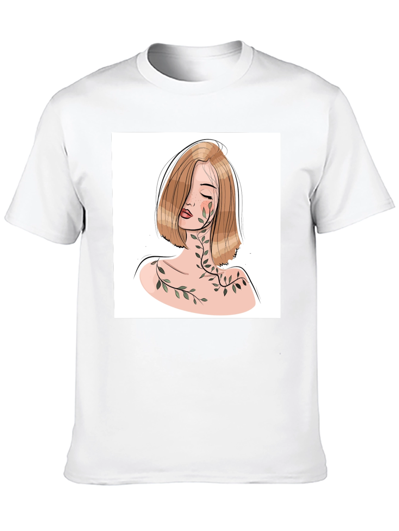 Woman & Vines Graphic Tee - Stylish Black T-Shirt