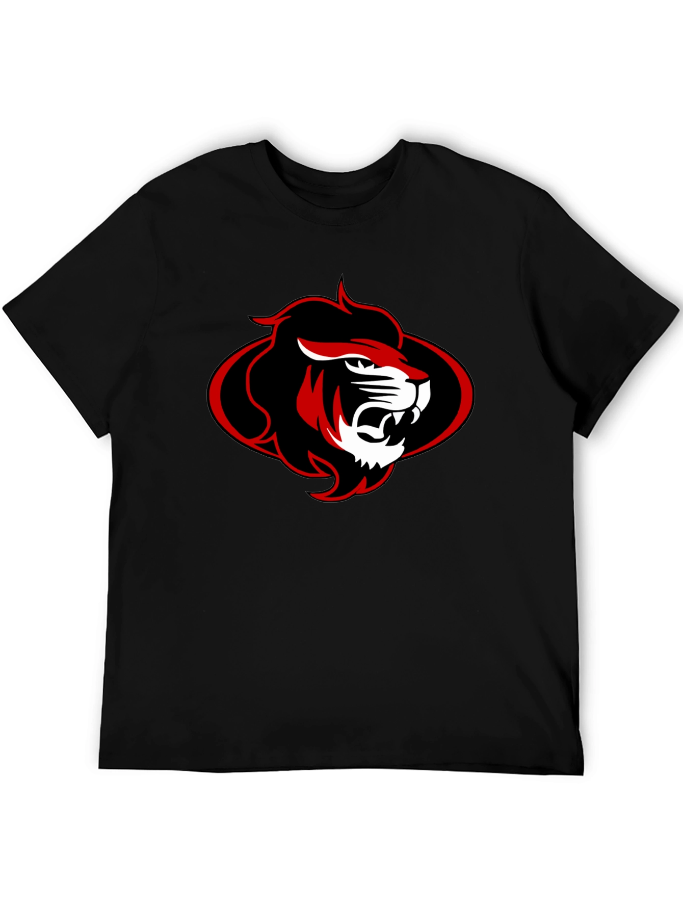 Black T-Shirt with Red and Black Lion Graphic