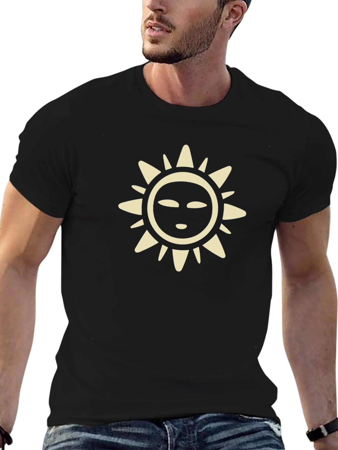 Sun Graphic Tee - Casual Black T-Shirt