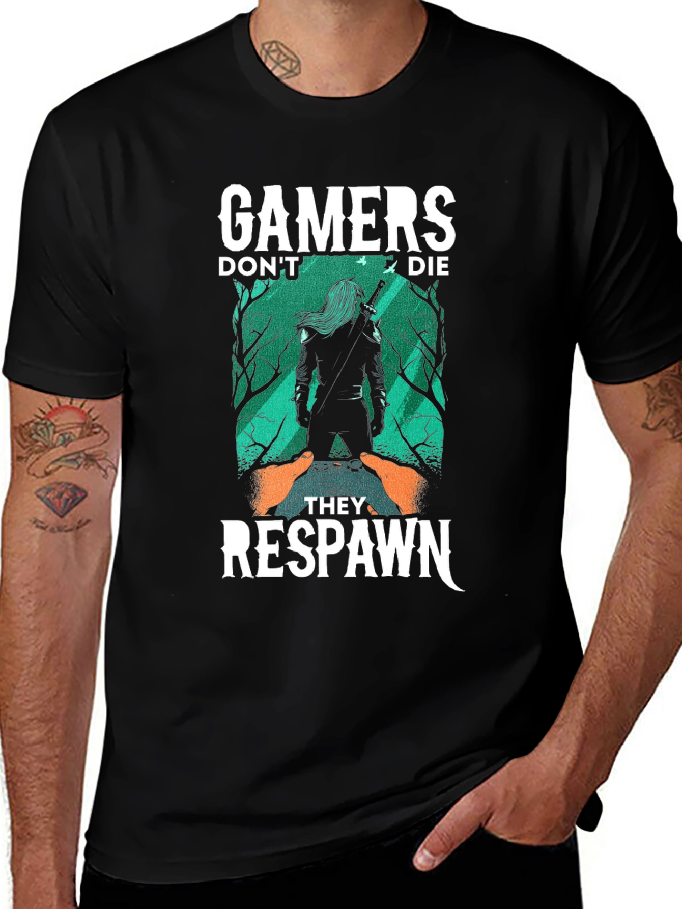 Gamers Dont Die They Respawn Black T-Shirt