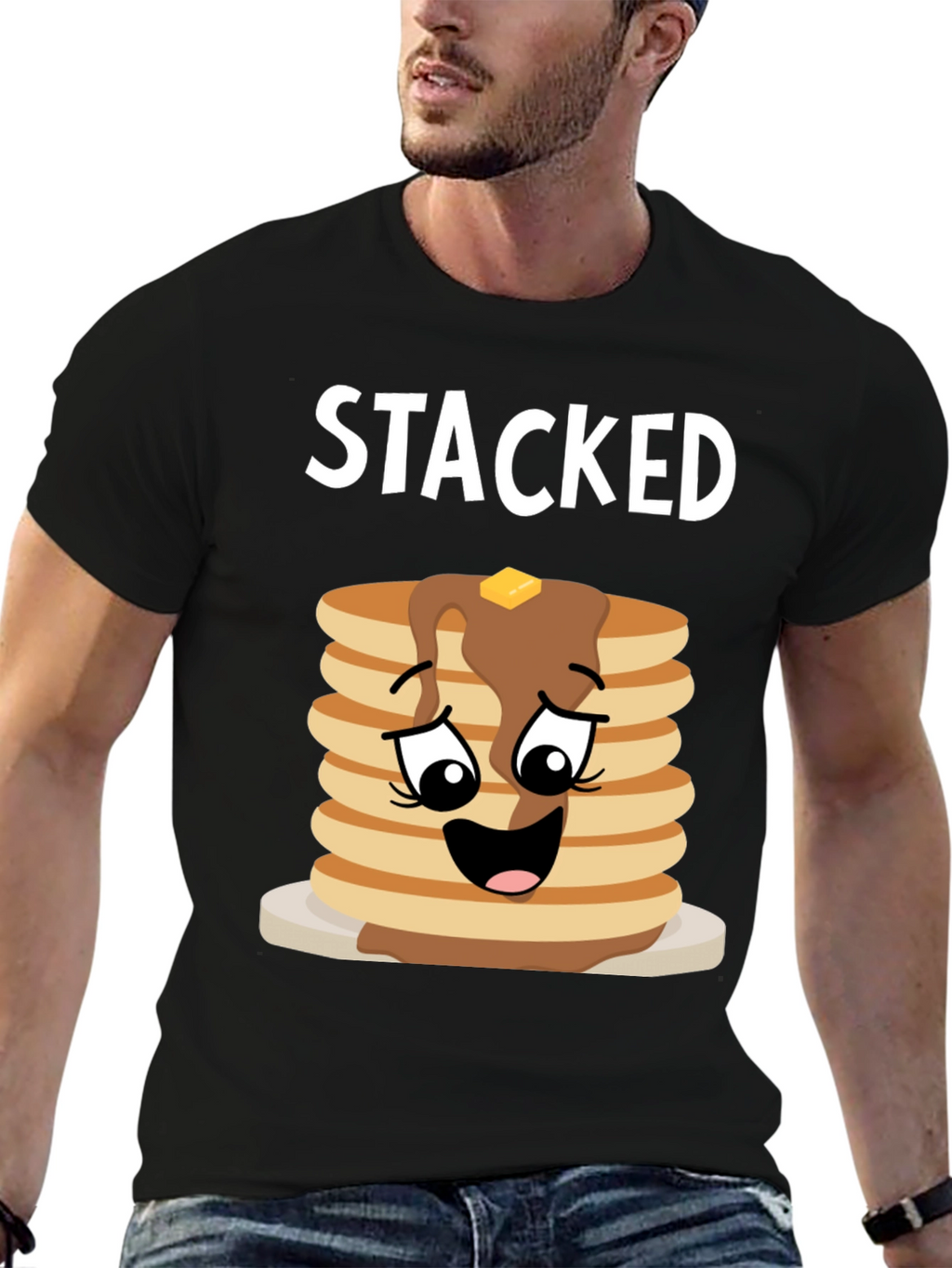 Stacked Pancakes Graphic Tee - Foodie T-Shirt