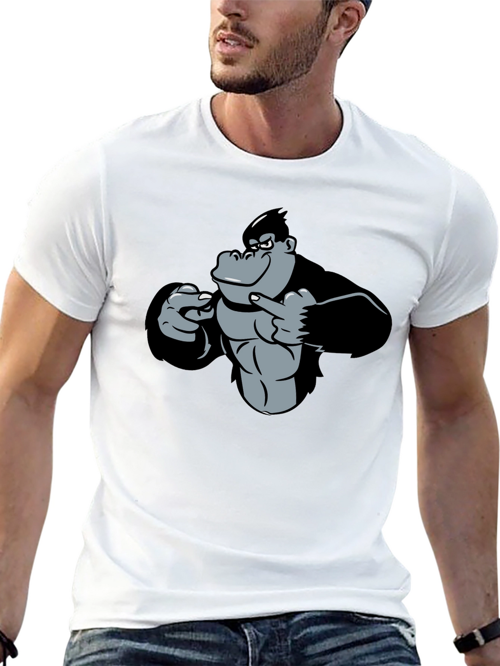 Funny Gorilla Graphic Black T-Shirt