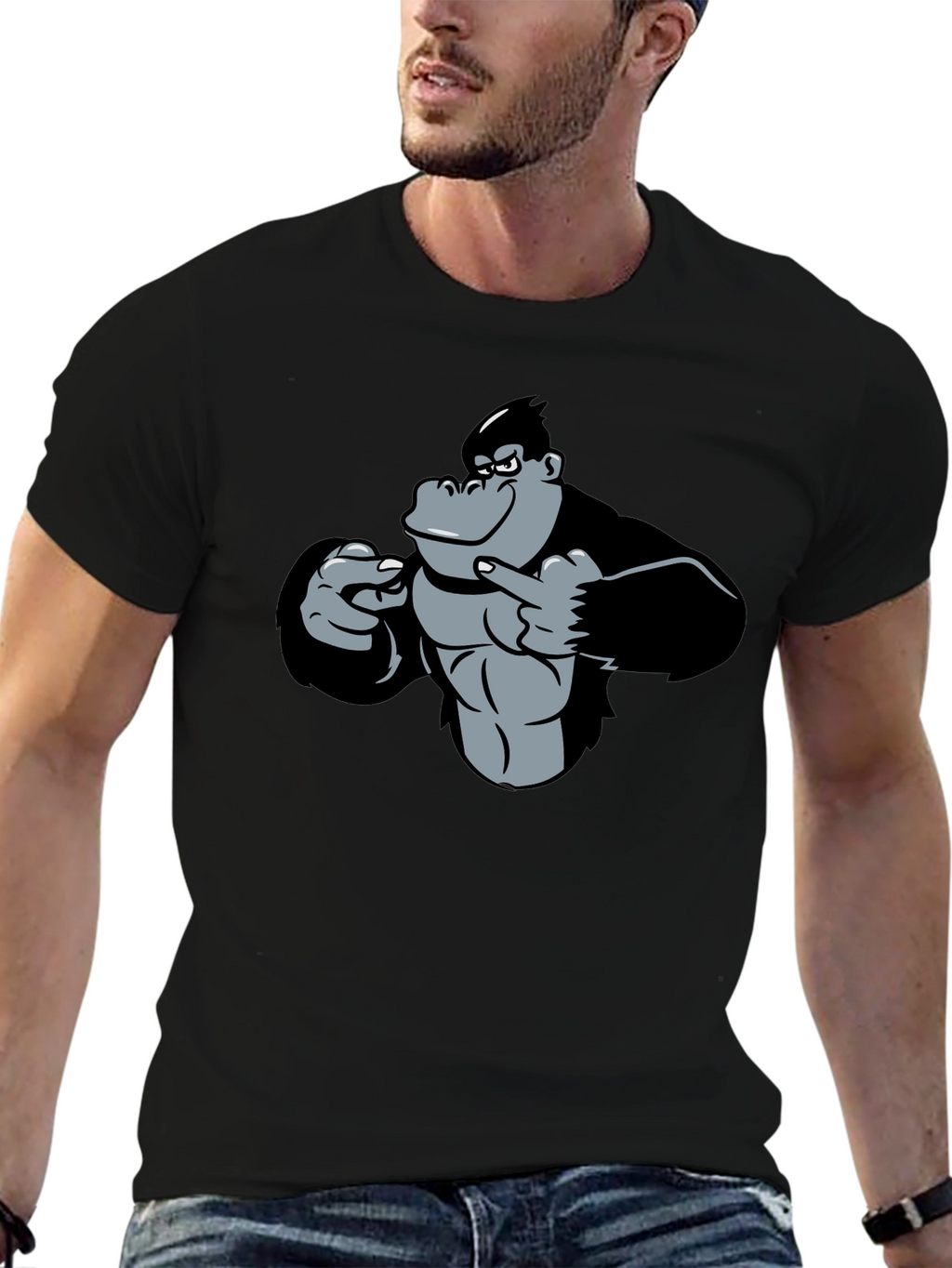 Funny Gorilla Graphic Black T-Shirt