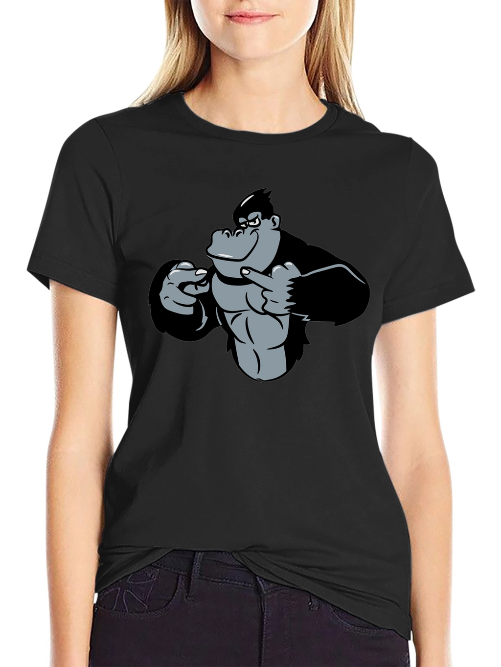 Funny Gorilla Graphic Black T-Shirt