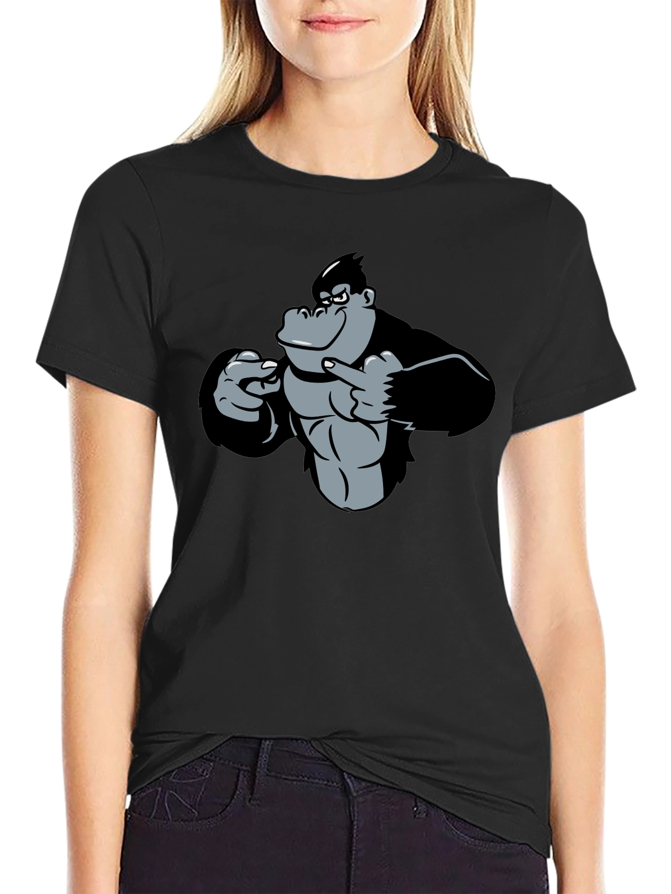 Funny Gorilla Graphic Black T-Shirt