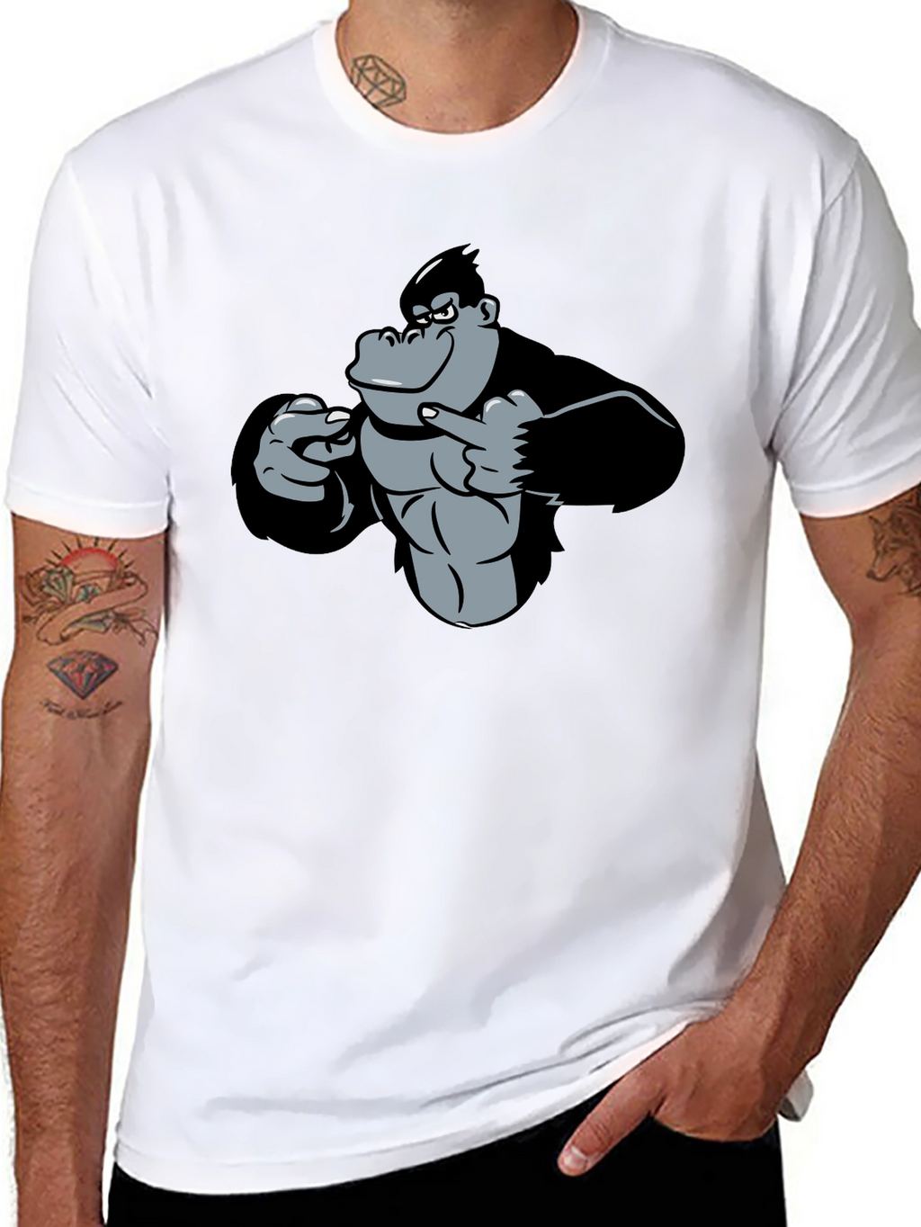 Funny Gorilla Graphic Black T-Shirt