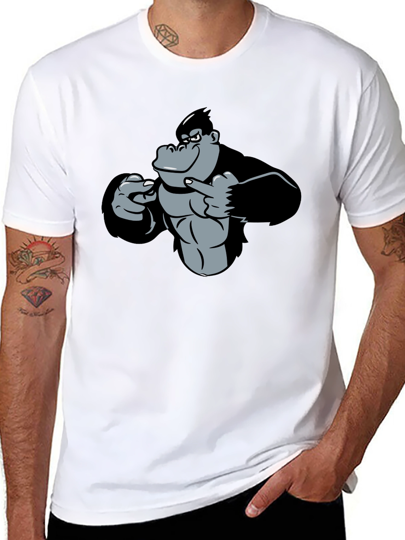Funny Gorilla Graphic Black T-Shirt