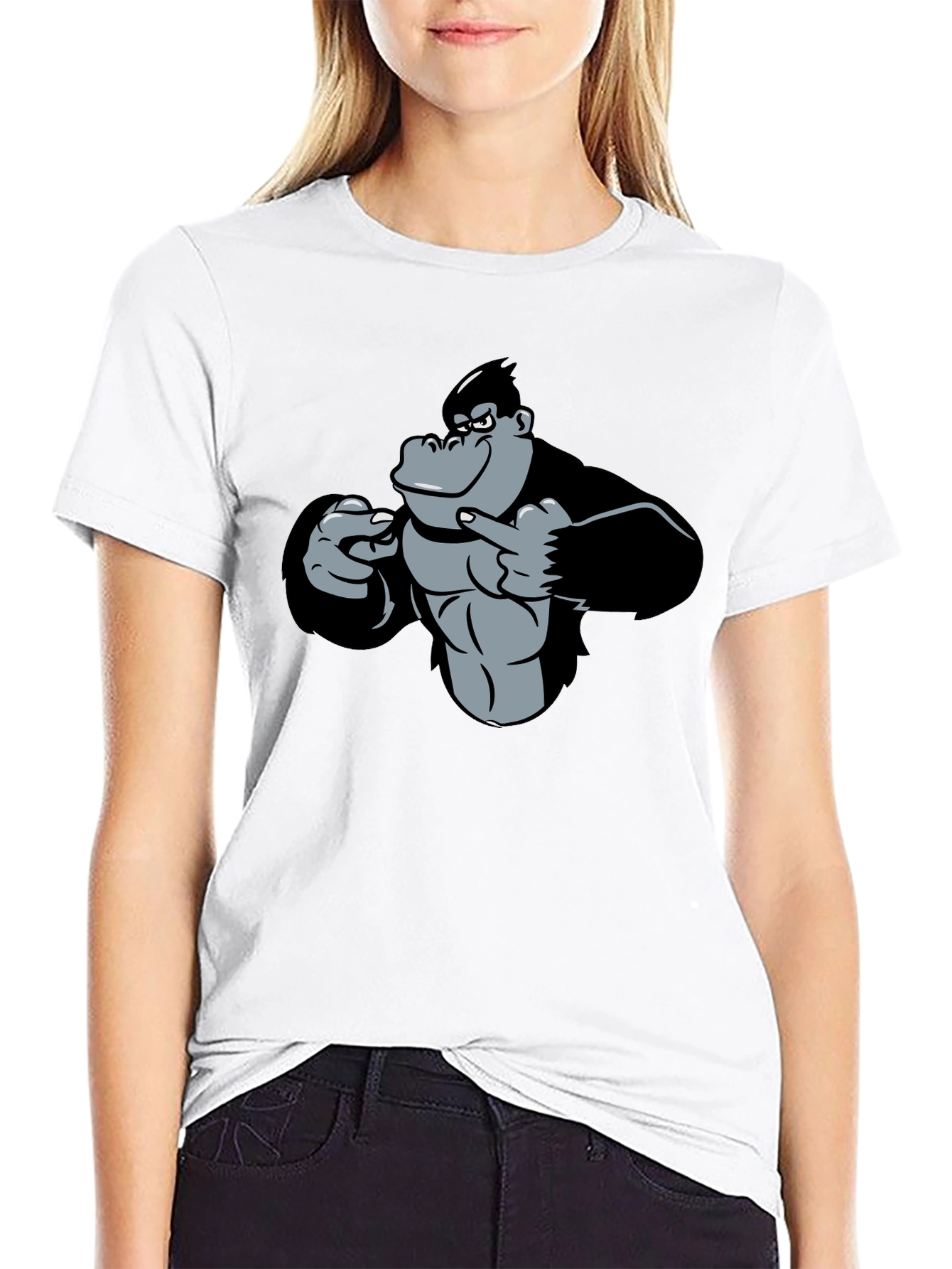 Funny Gorilla Graphic Black T-Shirt