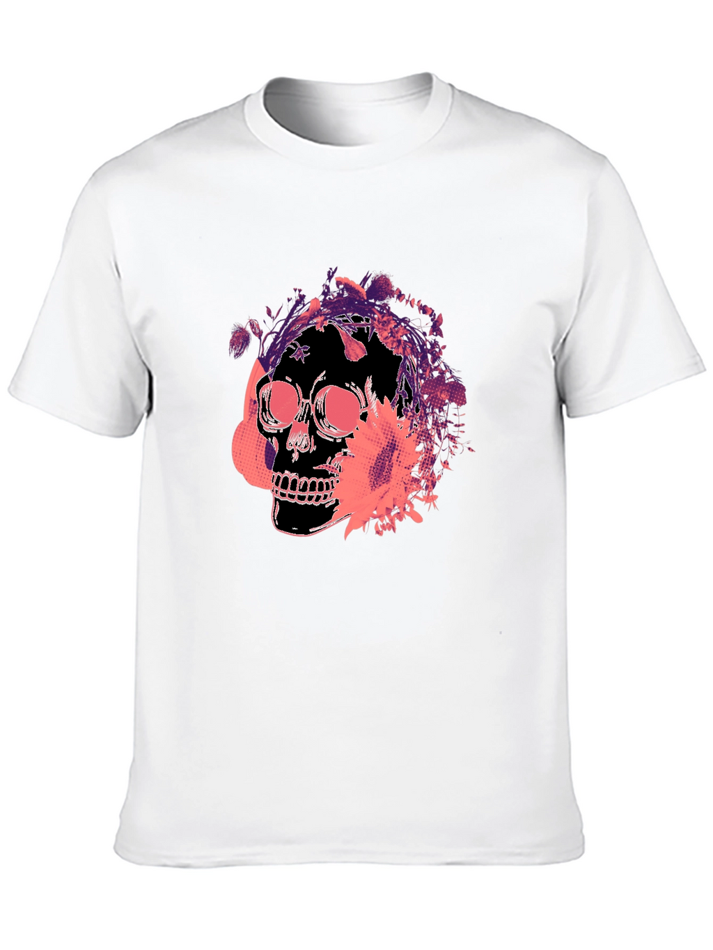 Skull Floral Graphic Tee - Mens Black T-Shirt