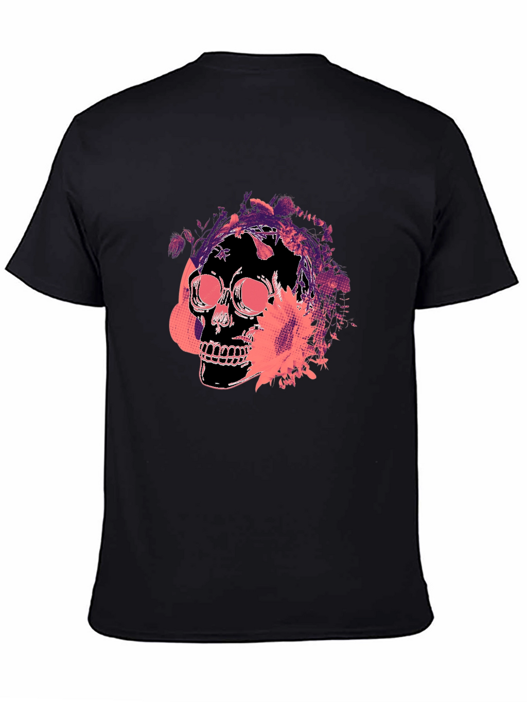 Skull Floral Graphic Tee - Mens Black T-Shirt