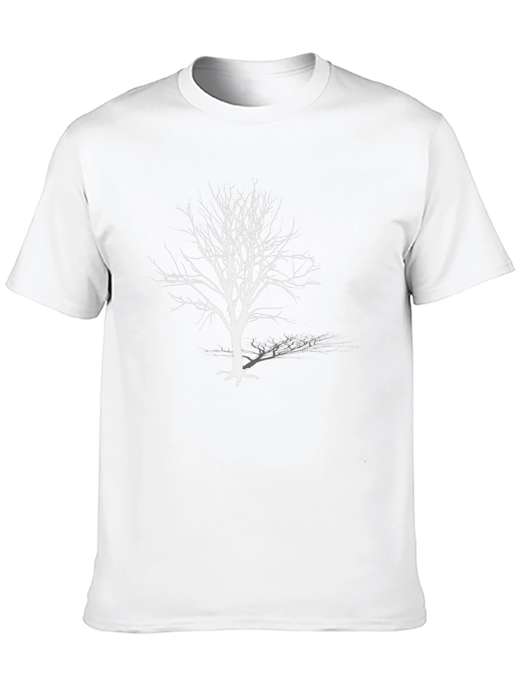Unique Black T-Shirt with White Bare Tree Design