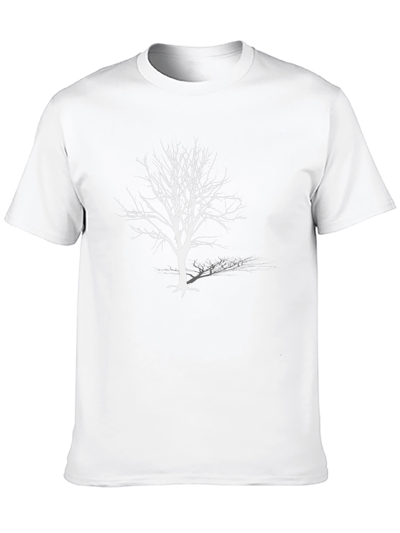 Unique Black T-Shirt with White Bare Tree Design
