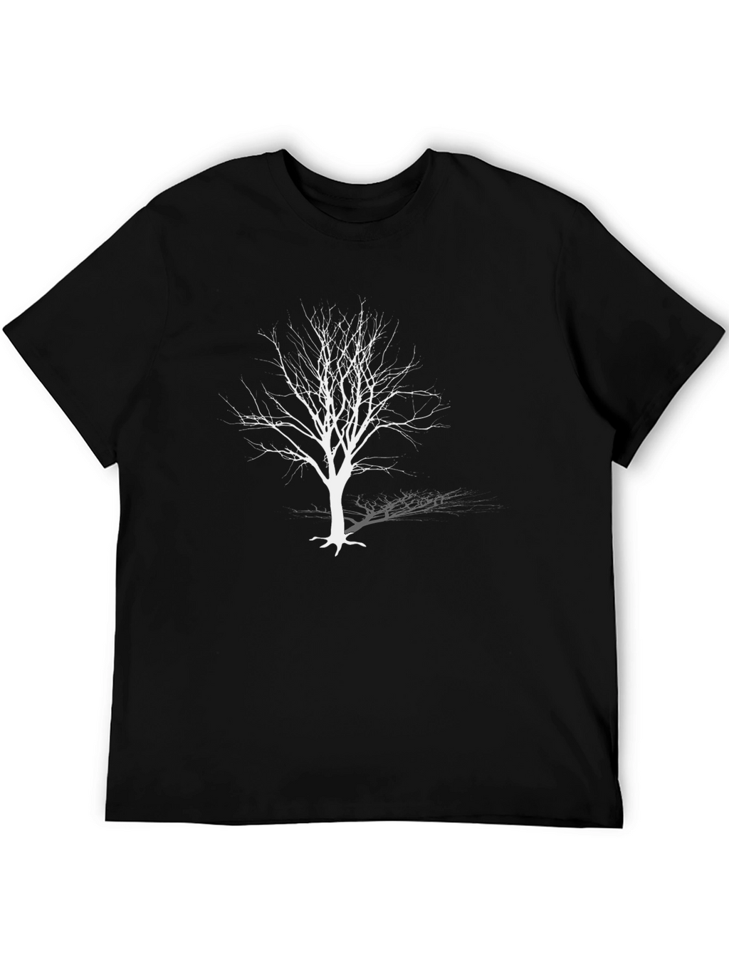 Unique Black T-Shirt with White Bare Tree Design