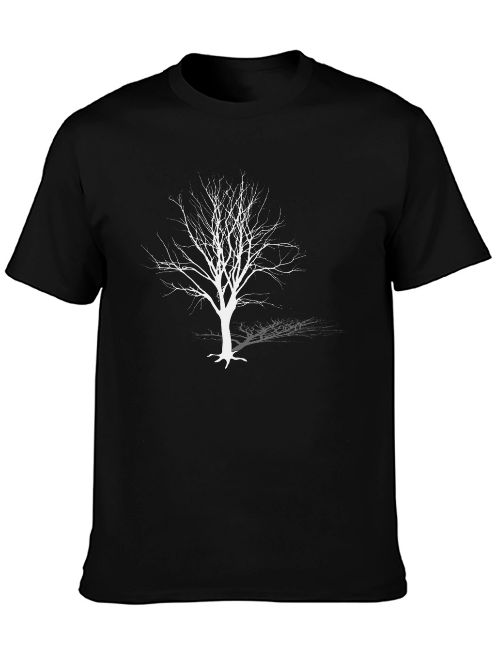 Unique Black T-Shirt with White Bare Tree Design