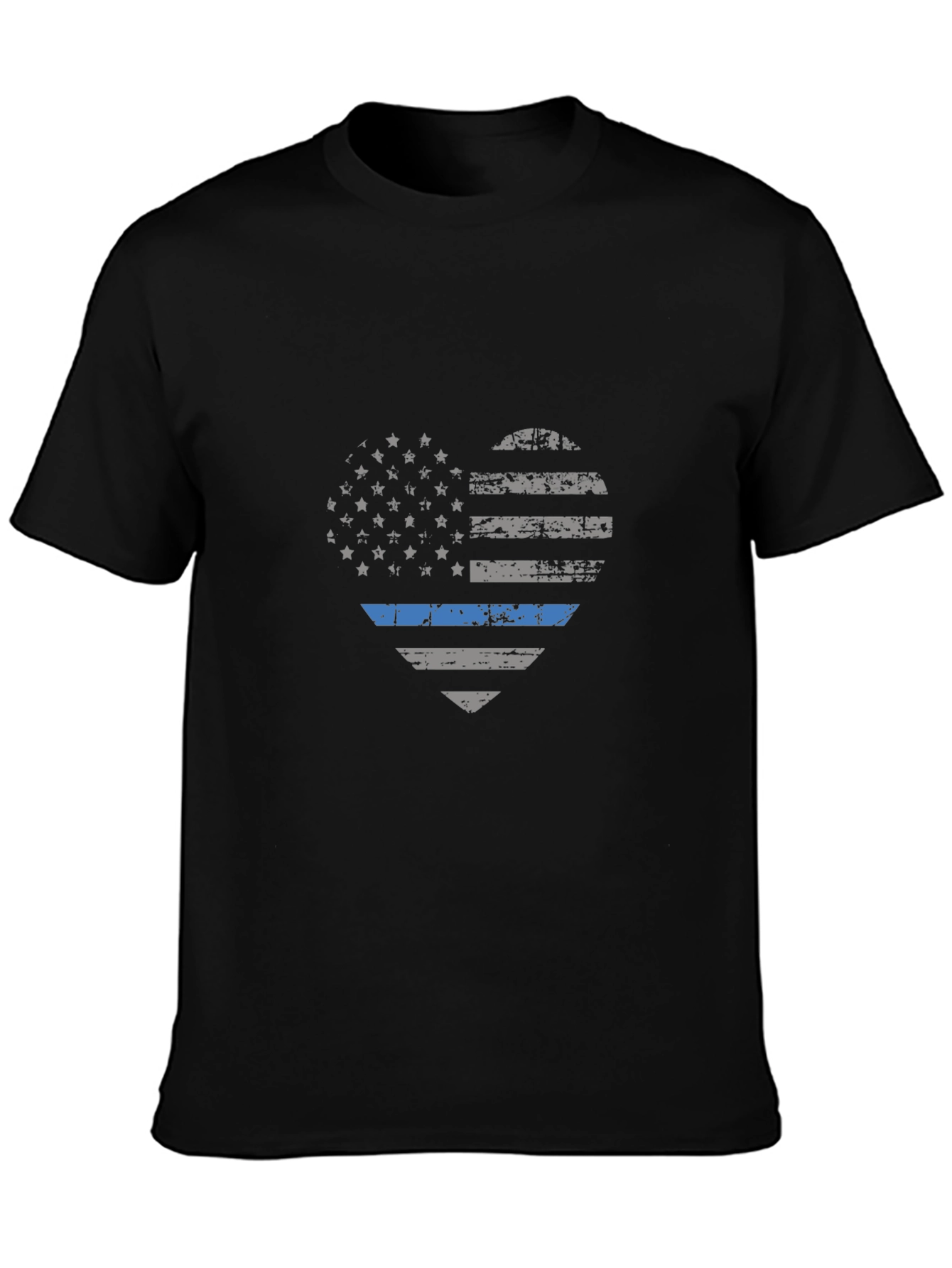 Thin Blue Line Heart Flag T-Shirt