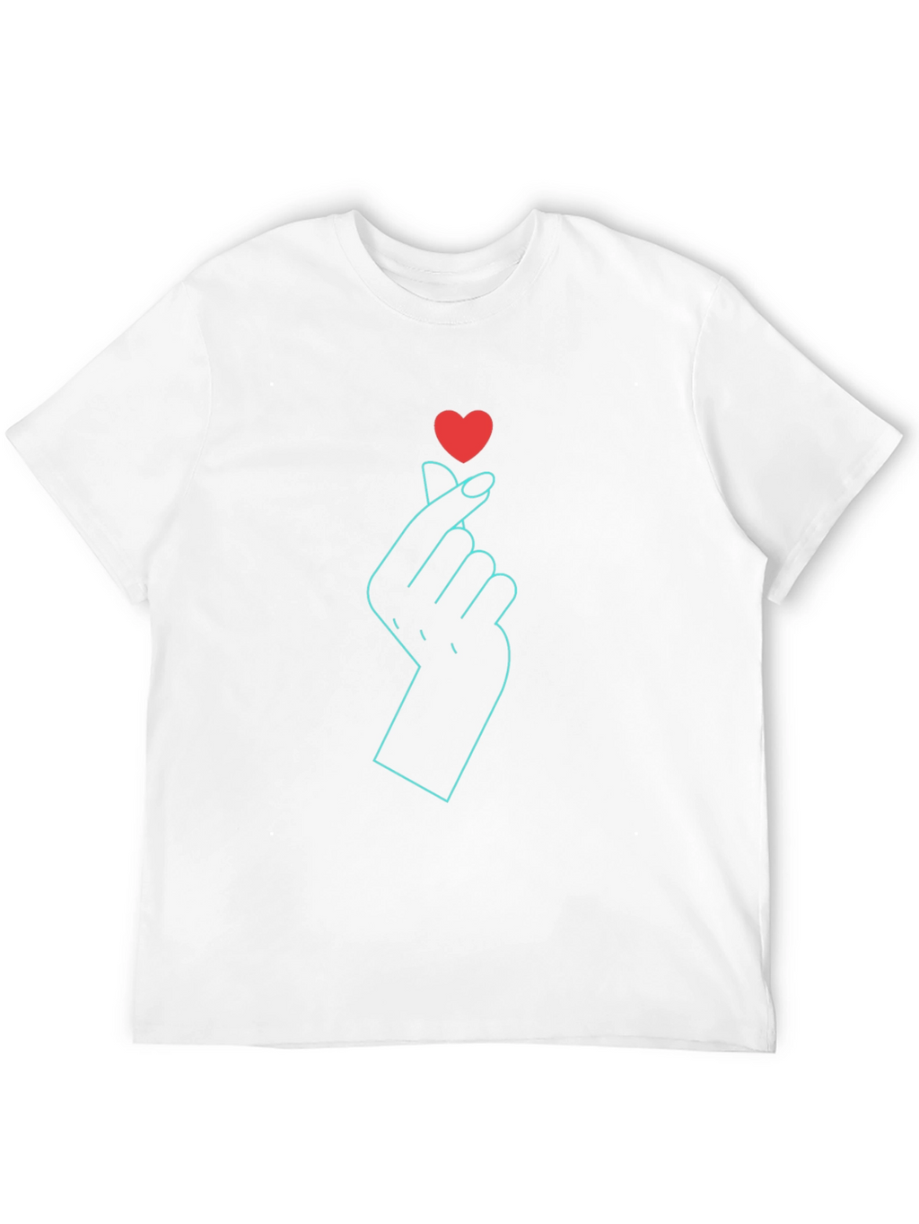 Heart Finger Gesture Graphic Tee - Black Cotton