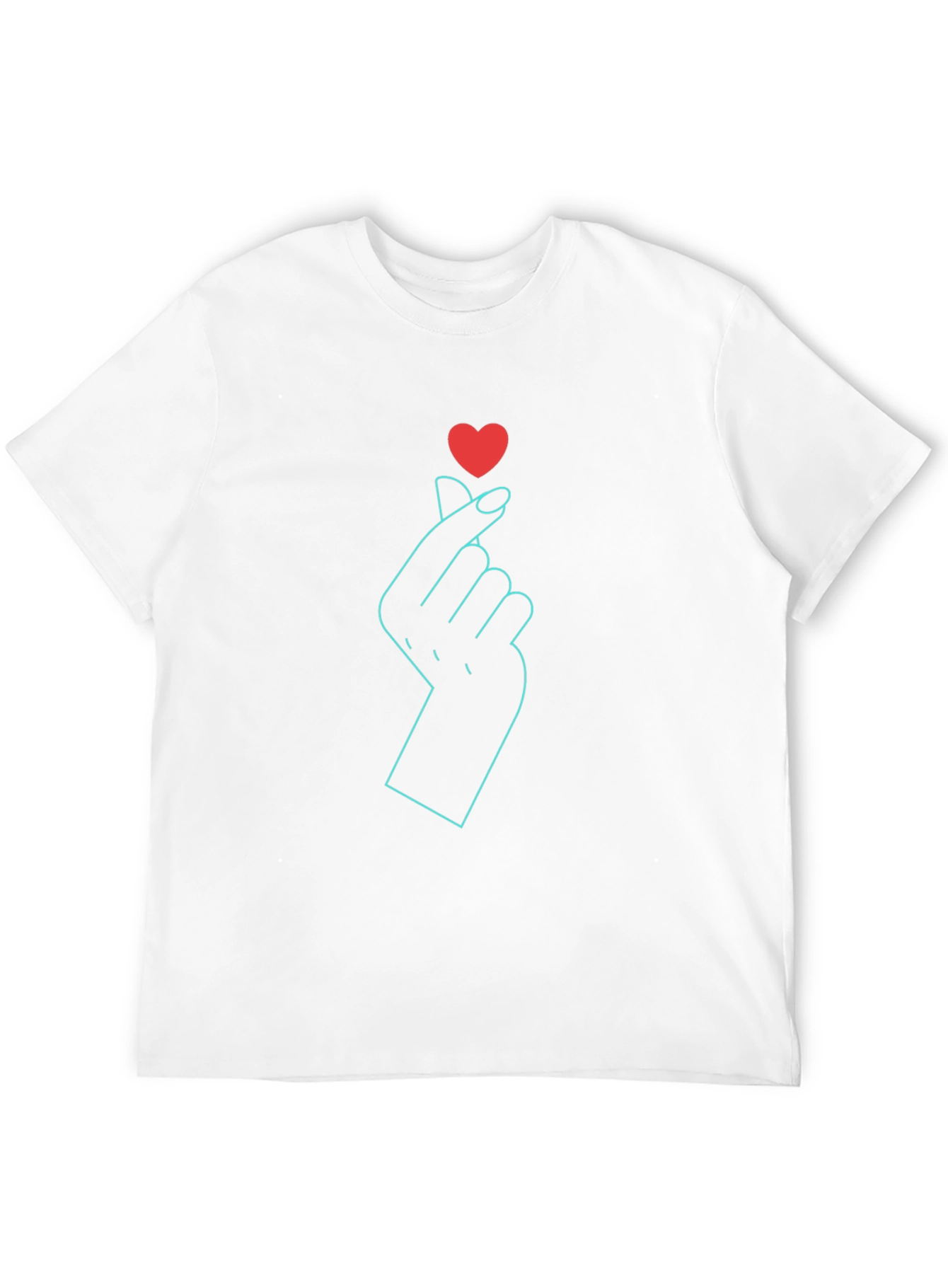 Heart Finger Gesture Graphic Tee - Black Cotton