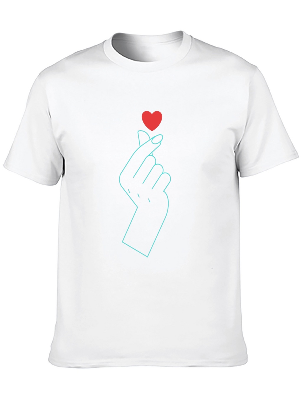 Heart Finger Gesture Graphic Tee - Black Cotton