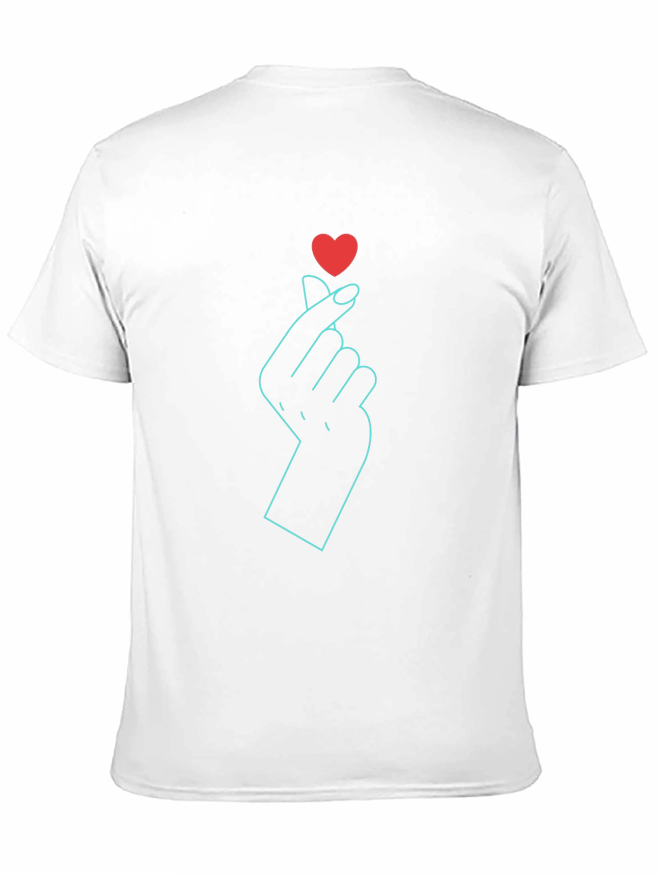 Heart Finger Gesture Graphic Tee - Black Cotton