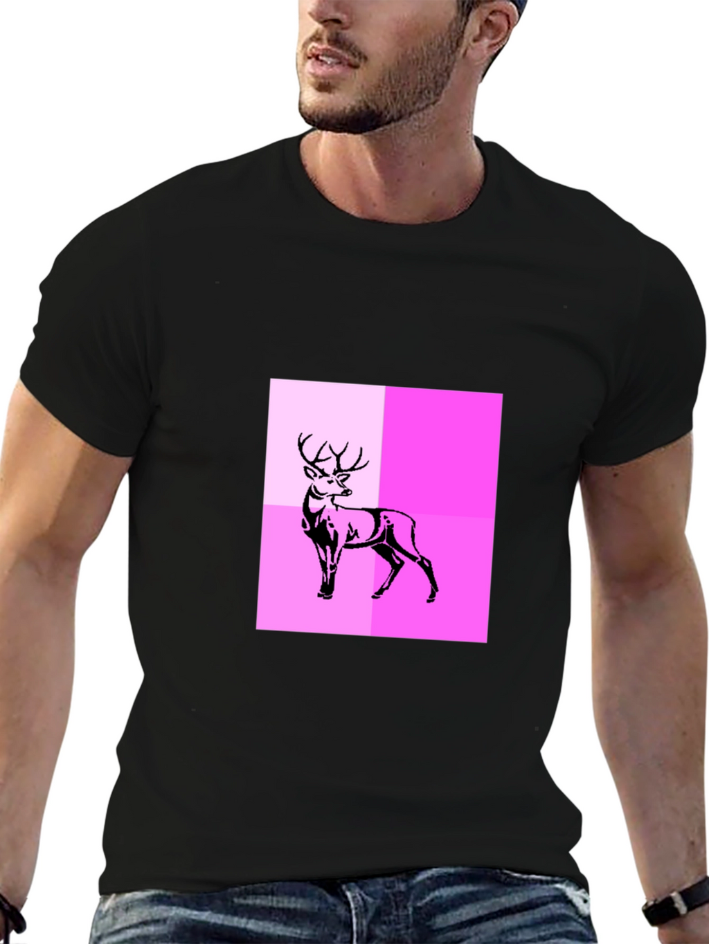 Deer Graphic Tee - Modern Abstract Design