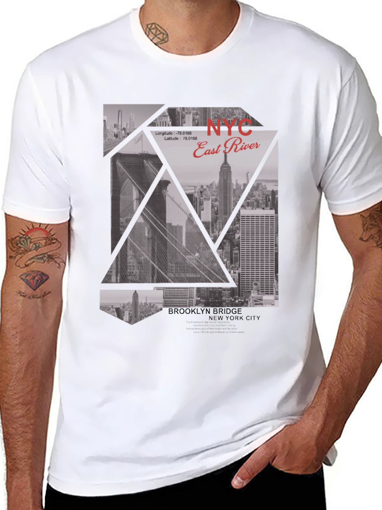 NYC Graphic Tee - Brooklyn Bridge & East River Print
