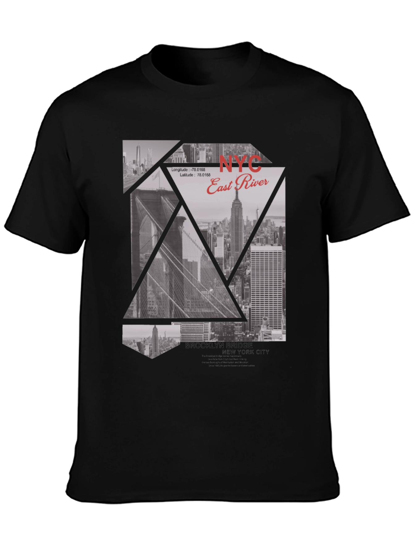 NYC Graphic Tee - Brooklyn Bridge & East River Print