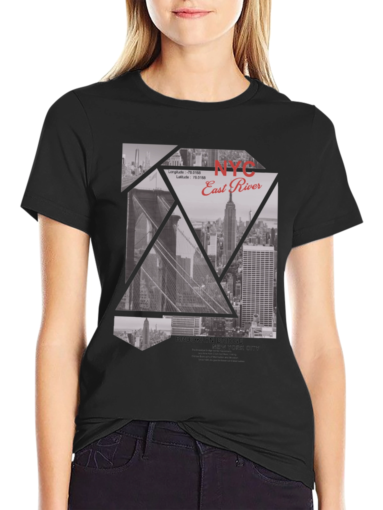 NYC Graphic Tee - Brooklyn Bridge & East River Print